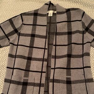 Gray and black plaid sweater coat